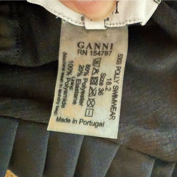 Ganni Polly Ruffle Bikini Top Black Daisy 36 - Picture 6 of 7